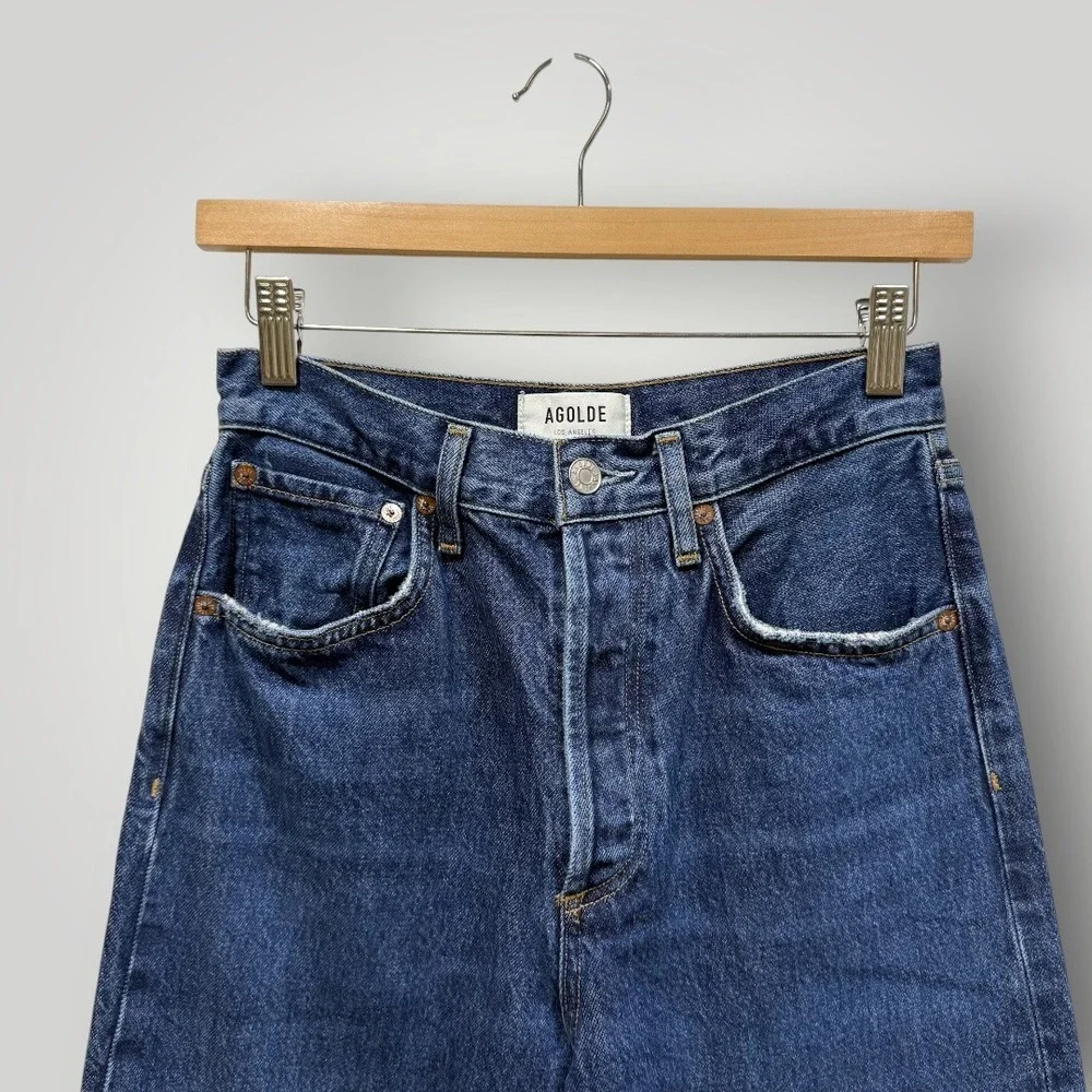 AGOLDE Dame High Rise Wide Leg Jeans‎ Dark Indigo Blue 24